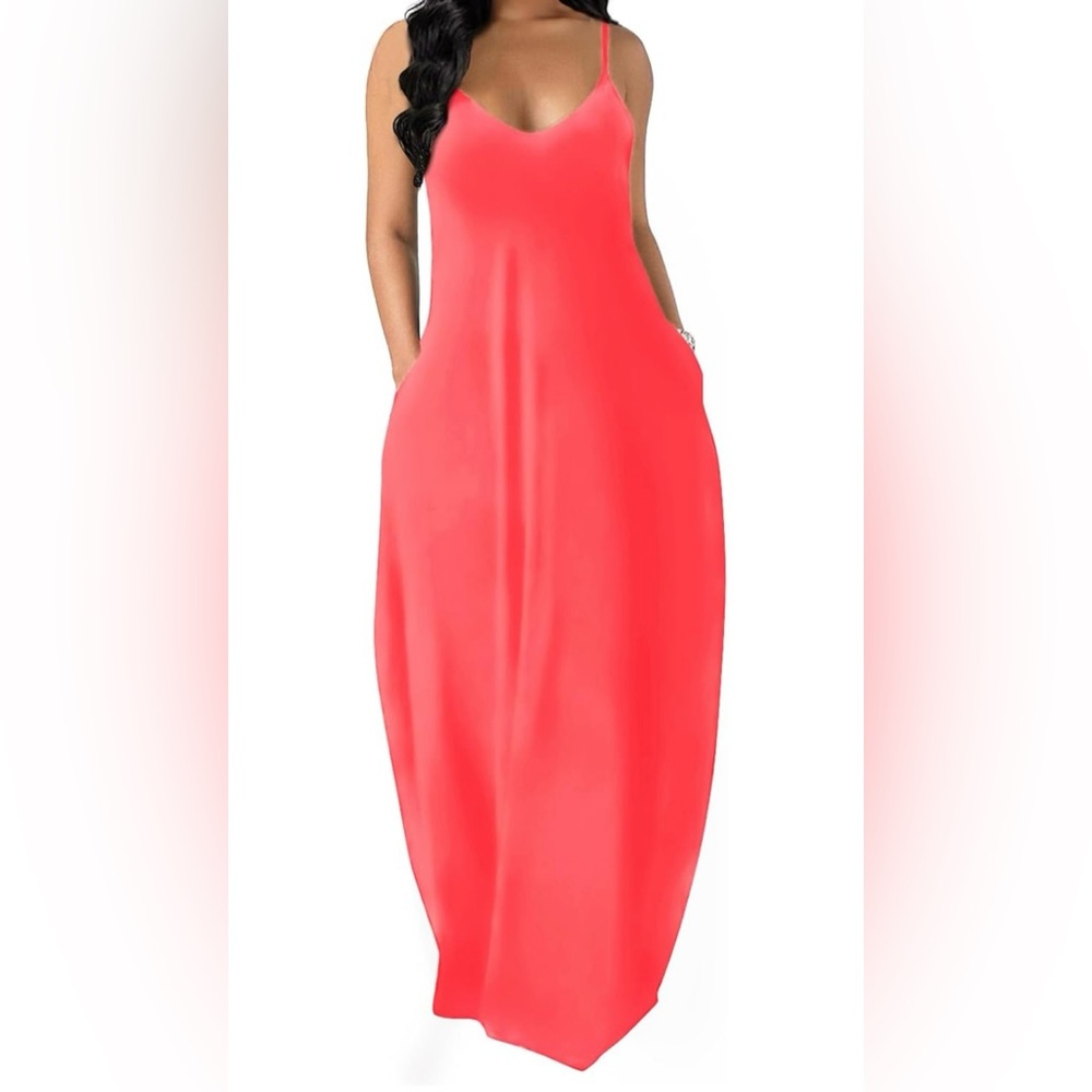 Vibrant Coral Maxi Dress